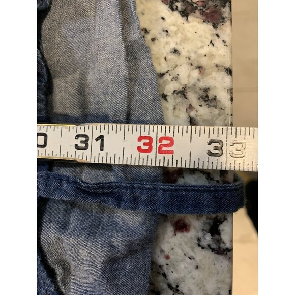 Caren Sport Blouse Size 2XL 100% Cotton button pleated tie back long sleeve blue - Picture 8 of 9